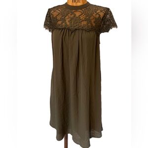 NWOT Decree Green Lace Cap Sleeve Babydoll Dress M